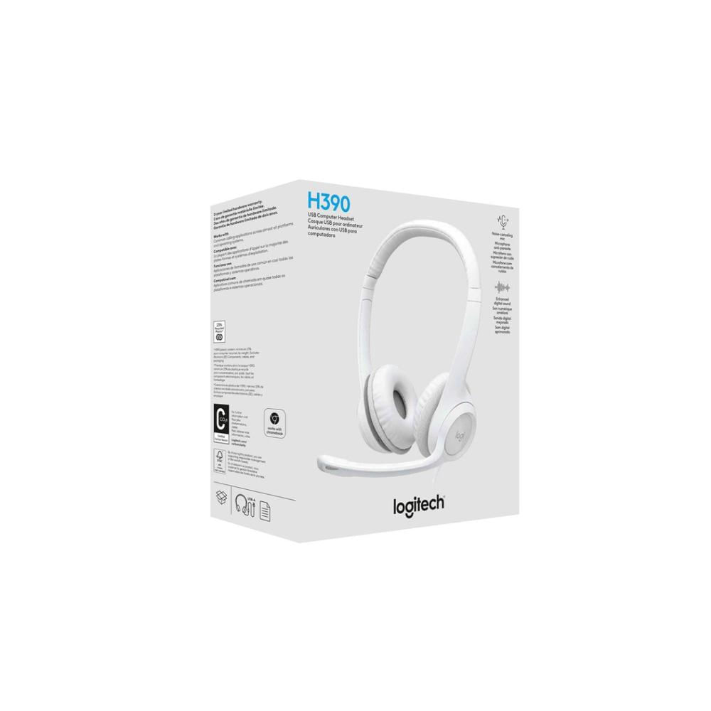 AURICULARES LOGITECH H390 USB NOISE CANCELLING WHITE