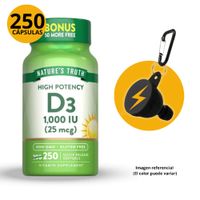 VITAMINA D3 1000IU 25MCG NATURE'S TRUTH FRASCO 250 CAPSULAS BLANDAS DE PORTASUPLEMENTOS