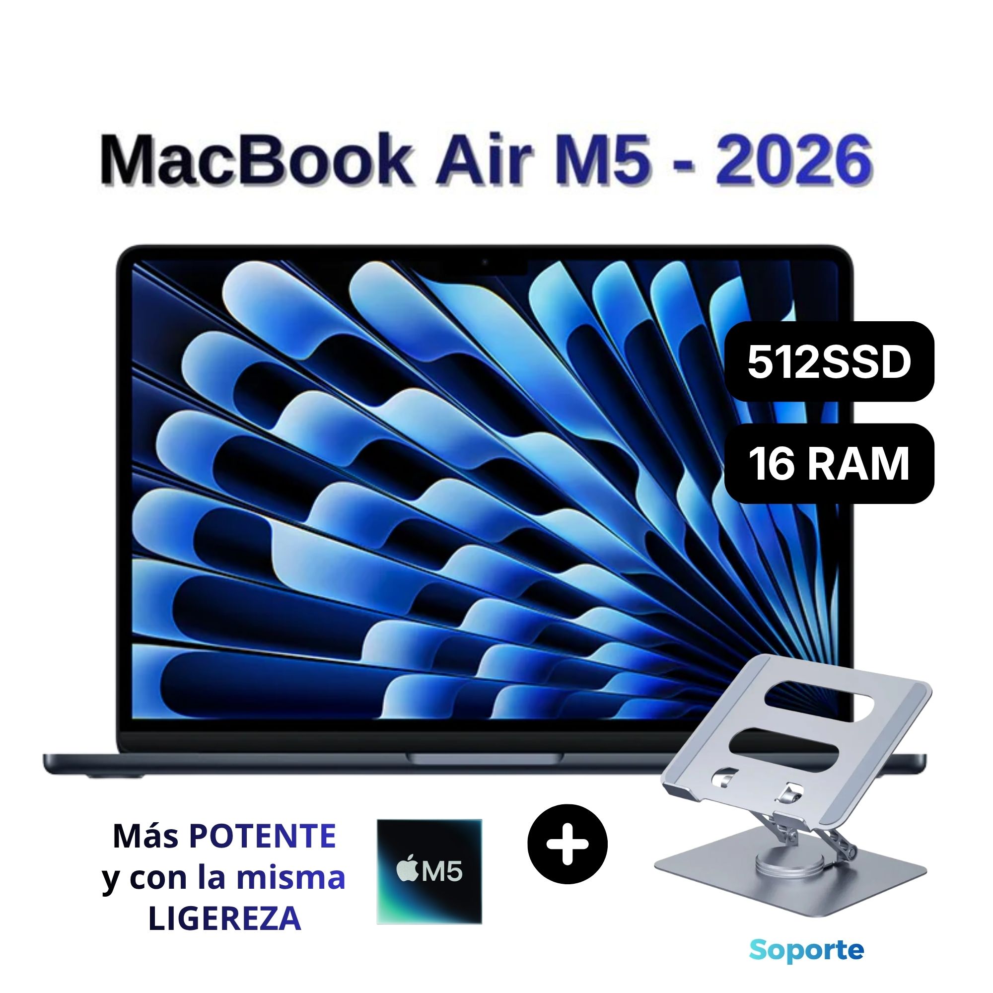 MacBook Air Apple de 13''  Chip M5 16GB RAM  512GB SSD Teclado Inglés - Midnight
