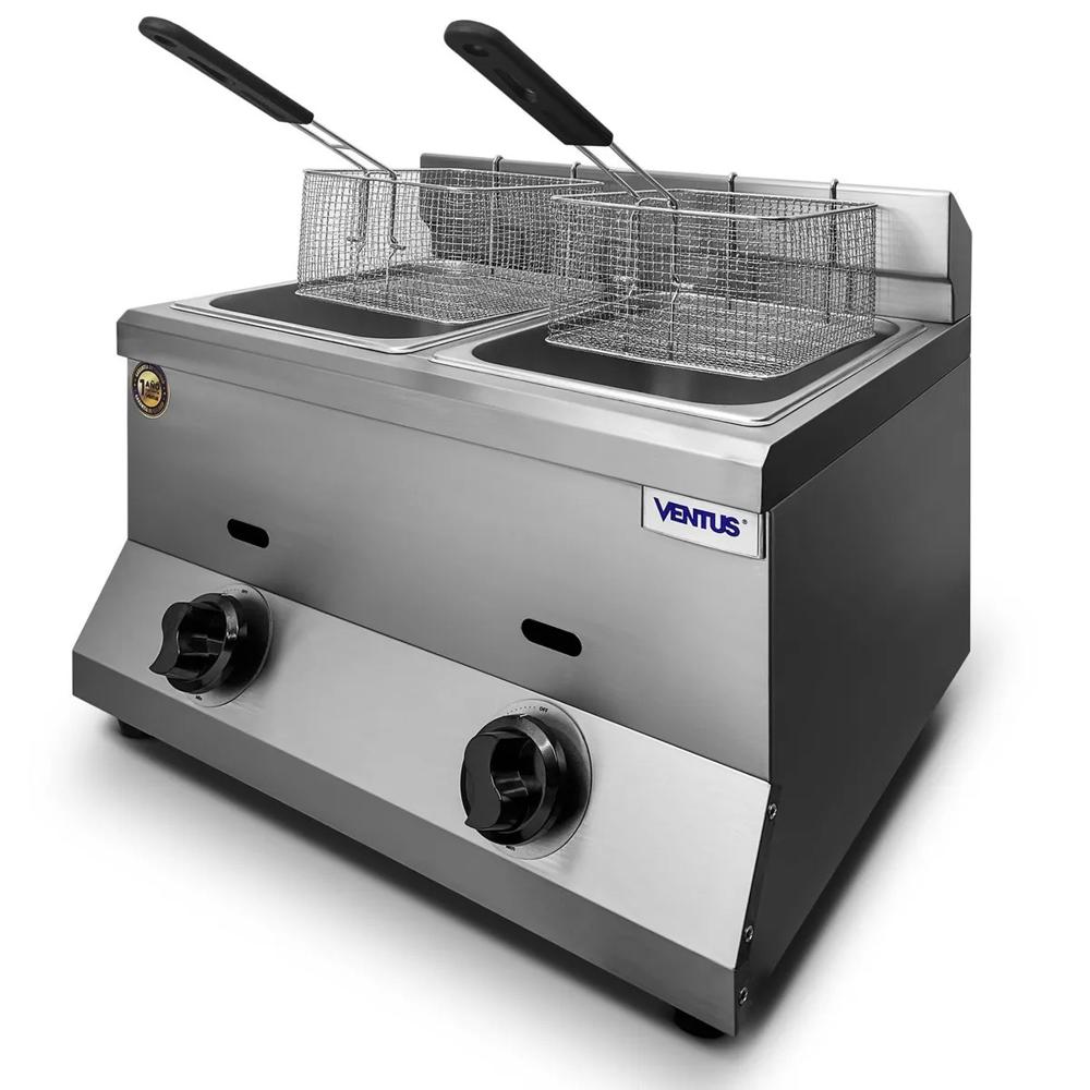 Ventus Freidora Gas doble Sobremesa- 8.5L- Inox-VFSG-072