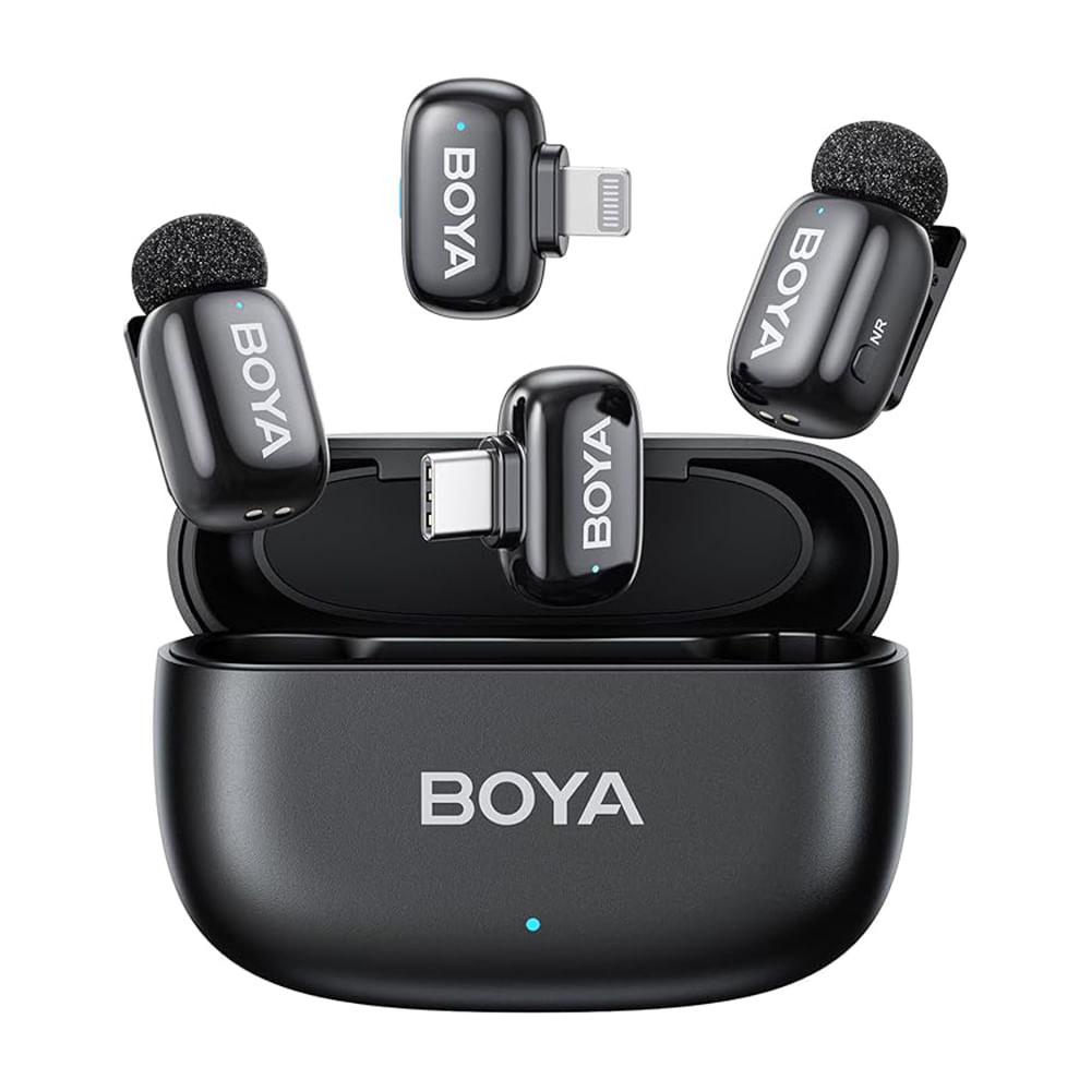 BOYA Mini 2 Micrófono inalámbrico USB C y Ligthing 2TX 1RX 30 horas de duración