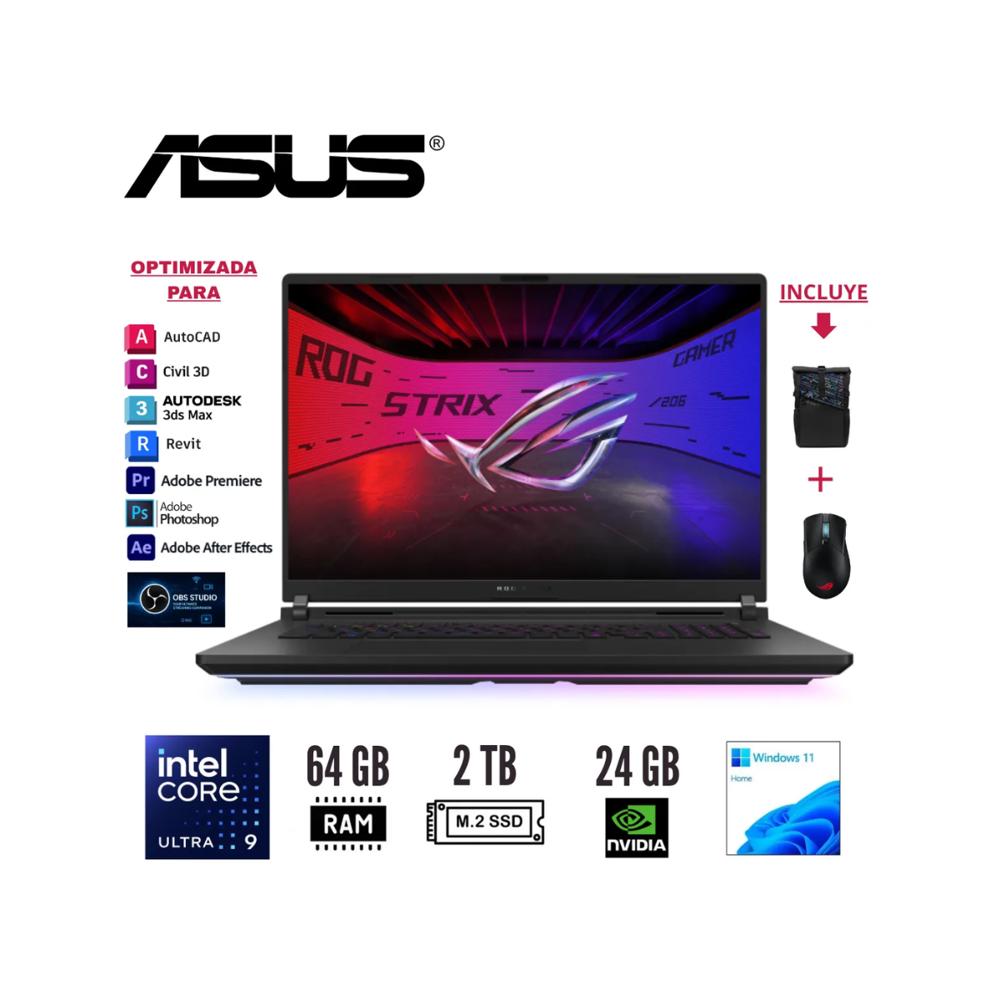 NOTEBOOK ASUS ROG STRIX SCAR 18 G835LX-SA119W 18 CORE ULTRA 9 275HX 64GB 2TB RTX 5090 24GB