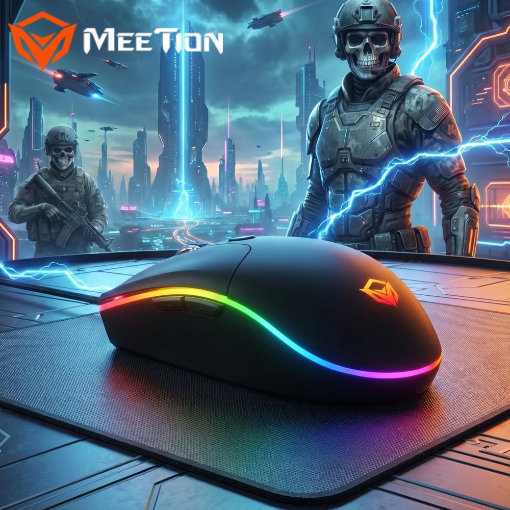 Mouse Gamer 6D RGB Meetion GM21 Pro Gaming Mouse 4800 DPI 6 Botones Programables USB Cable 1.8 m