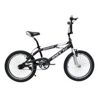 Bicicleta BMX Freestyle Aro 20 con Timón 360 y Pegs Negra con gris