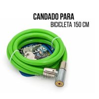 Candado Para Bicicleta Verde Tipo Cable 150 cm Con Llave Seguridad Antirrobo