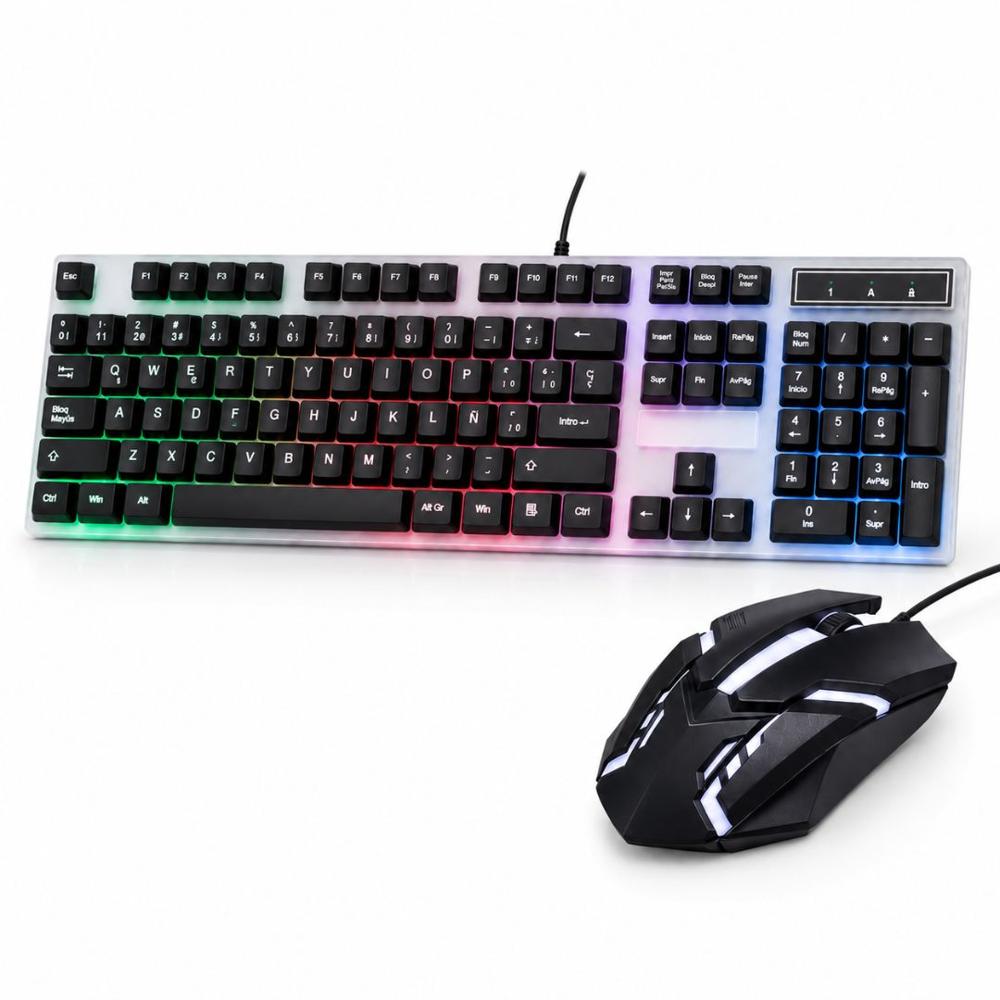 Kit Teclado y Mouse RGB Combo Gamer K550 2 en 1 Para PC Laptop