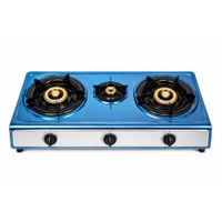 Cocina 3 Hornillas Gas Portátil Acero Inoxidable Encendido Rápido Resistente AJ330609