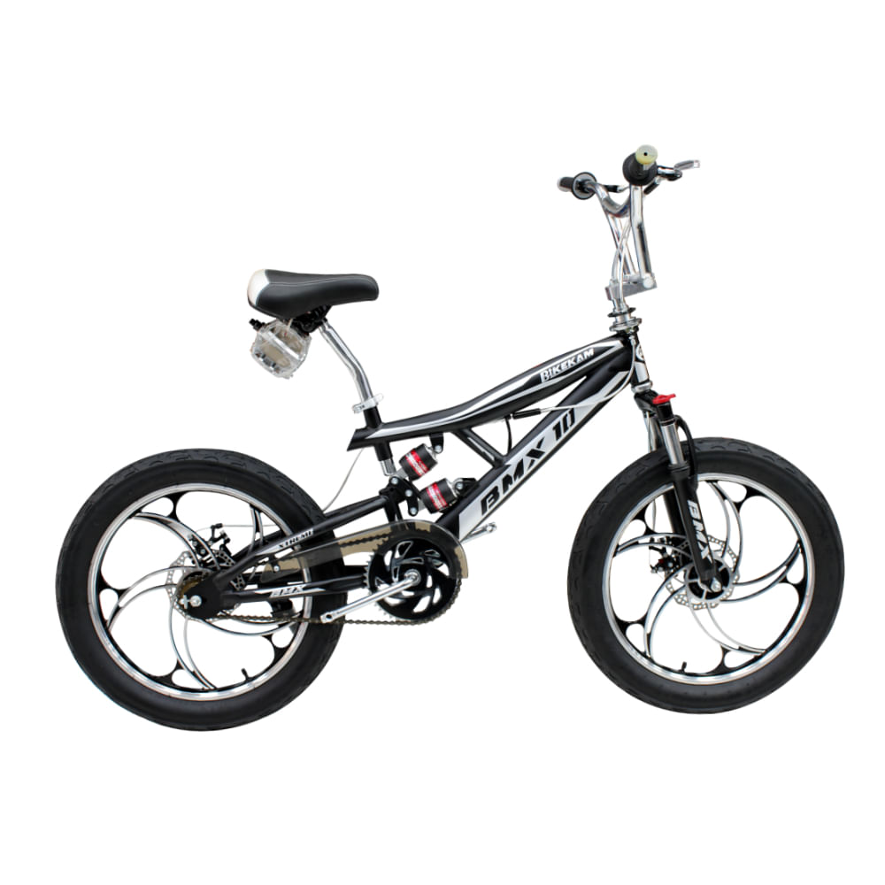 Bicicleta BMX Aro 20 Bikekam Triple Suspensión  y Frenos de Disco Negro con Azul