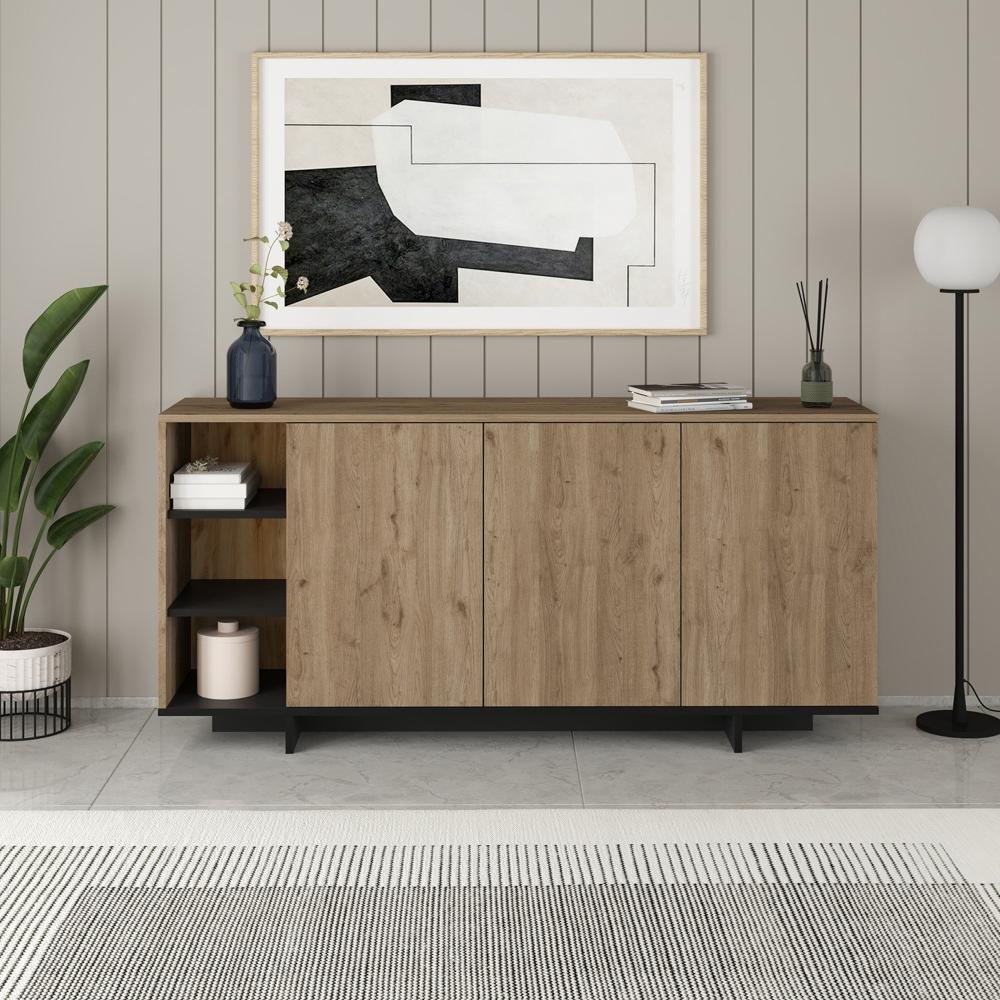APARADOR YORK 3 PUERTAS 3 ESTANTES ROBLE 170CM