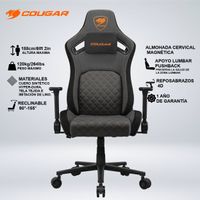 SILLA GAMER COUGAR DEFENSOR GRAY F TEJIDO INCLINA 155 GRADOS LUMBAR - CUELLO