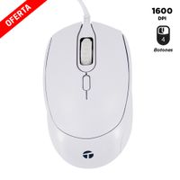 Mouse Óptico Teros TE-1225S USB 800-1600 DPI 4 Botones Blanco