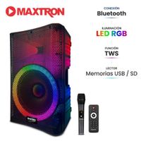 Parlante Semi Profesional Maxtron MX 1501 Rainbow Boufer 15"" USB BT TWS LED RGB