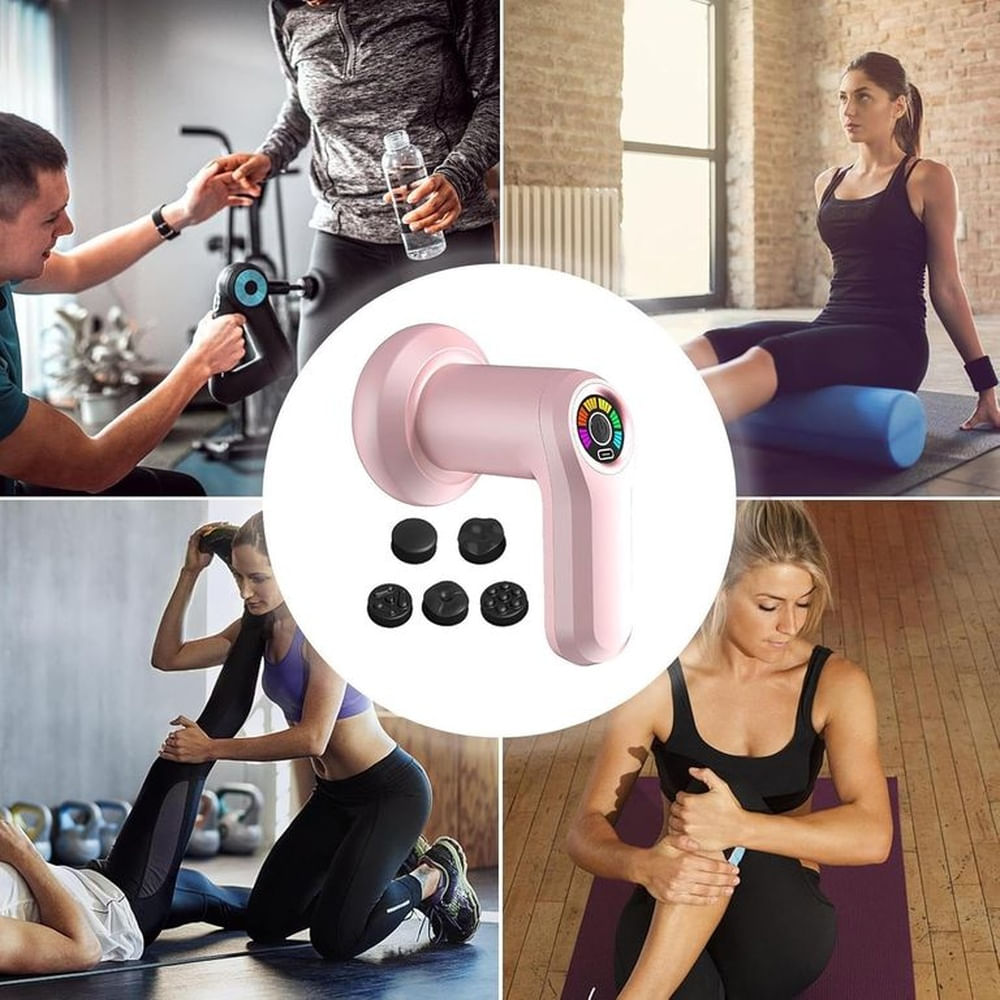 Pistola Masajeadora Shiatsu Yx-720 Inalámbrica 5 Cabezas Recargable
