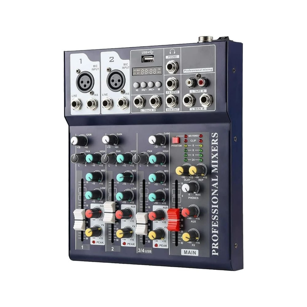 Mezclador de Audio Profesional 4 Canales Mezclador  Audio USB Bluetoot