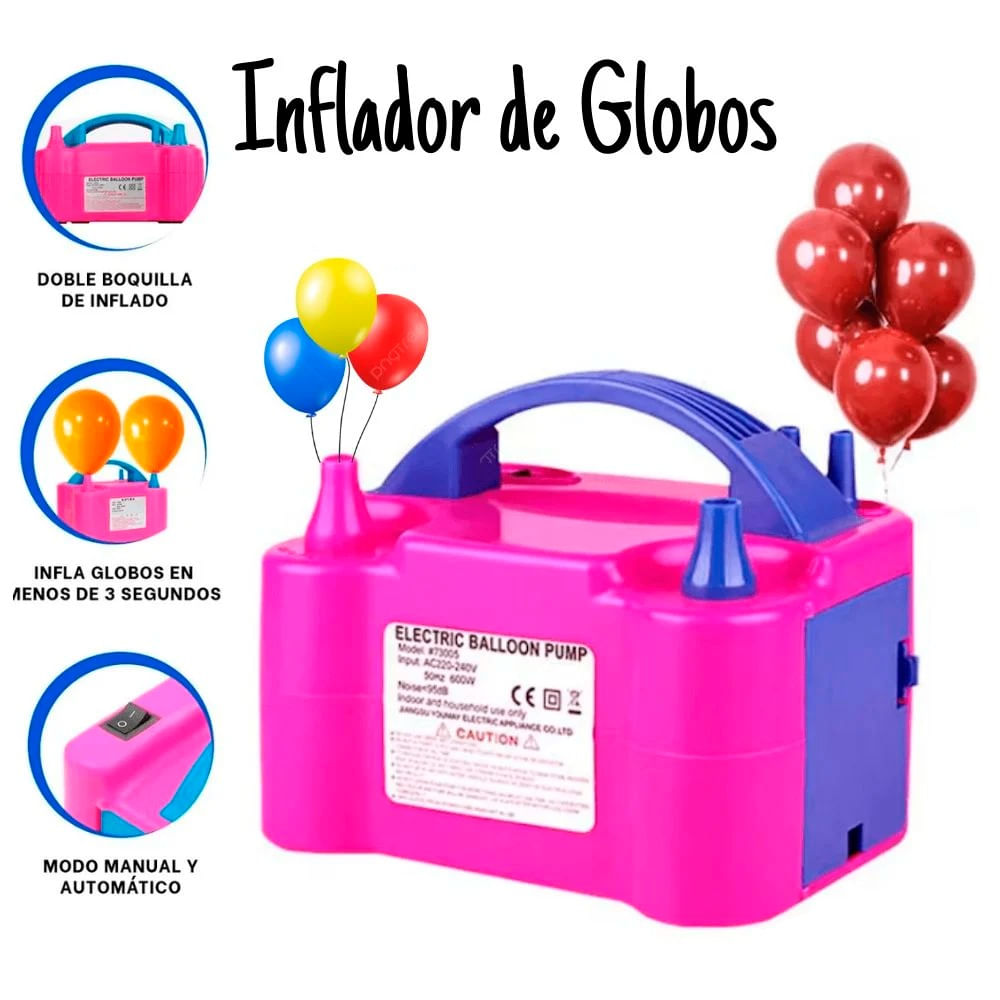 Inflador Eléctrico para Globos de Látex y Foil Soplador de Aire con Doble Boquilla Funcional