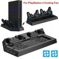 Base Vertical para PS4 con 2Cooler y Base para Carga de Mandos y 3USB