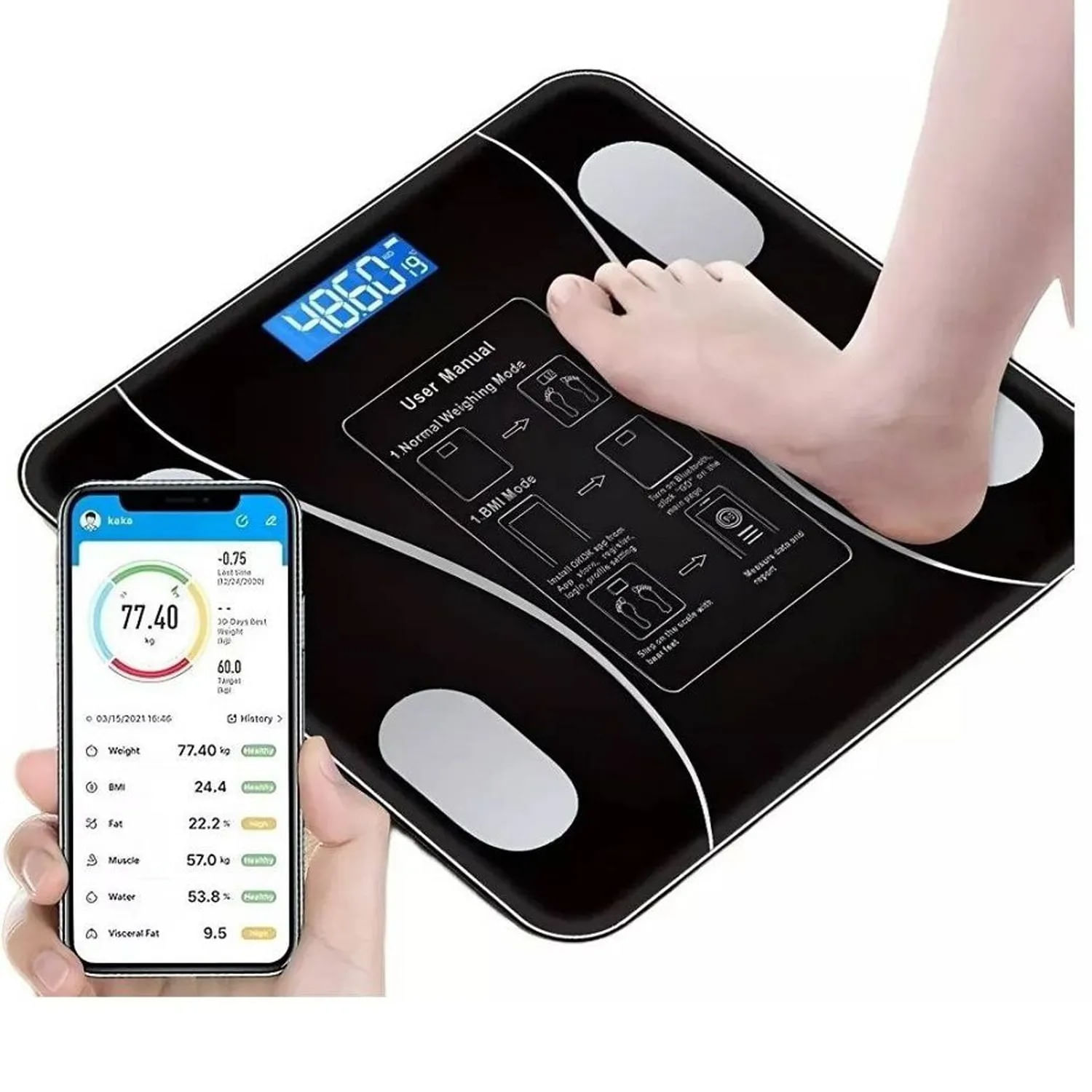 Bascula Digital Bluetooth 180kg - Monitor de Composicion Corporal Inteligente para el Hogar