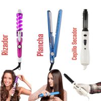 Combo Plancha Alisador Nano  Rizador Ondulador  Cepillo Secador