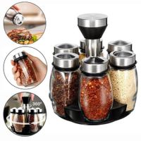 Especiero Condimentero Giratorio Set 6 Frascos Acero Cocina