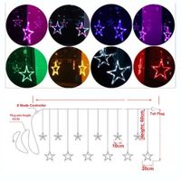 Cortina Luces de Navidad Estrellas Coloridas RGB Largo 3m y Caída 90cm