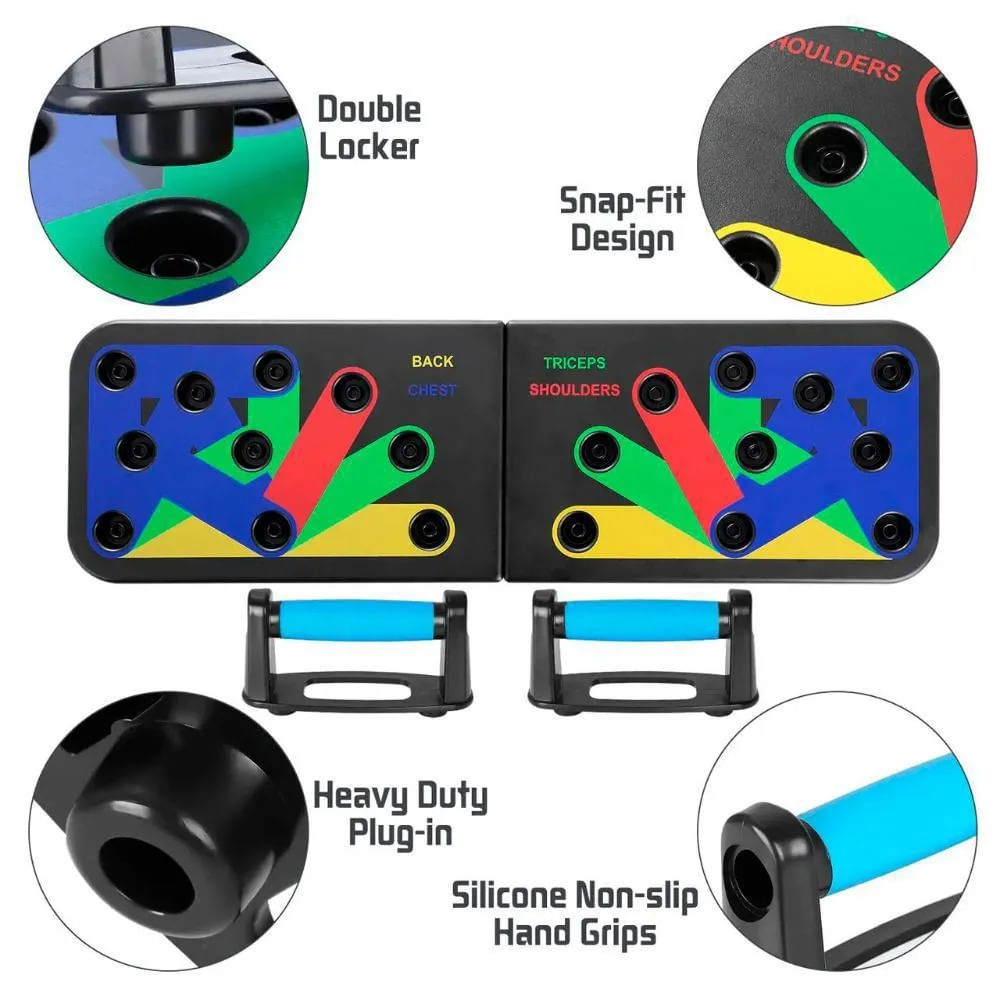 Entrenador de Flexiones 9 en 1 Codificado por Colores - Soporte para Planchas Gym Home