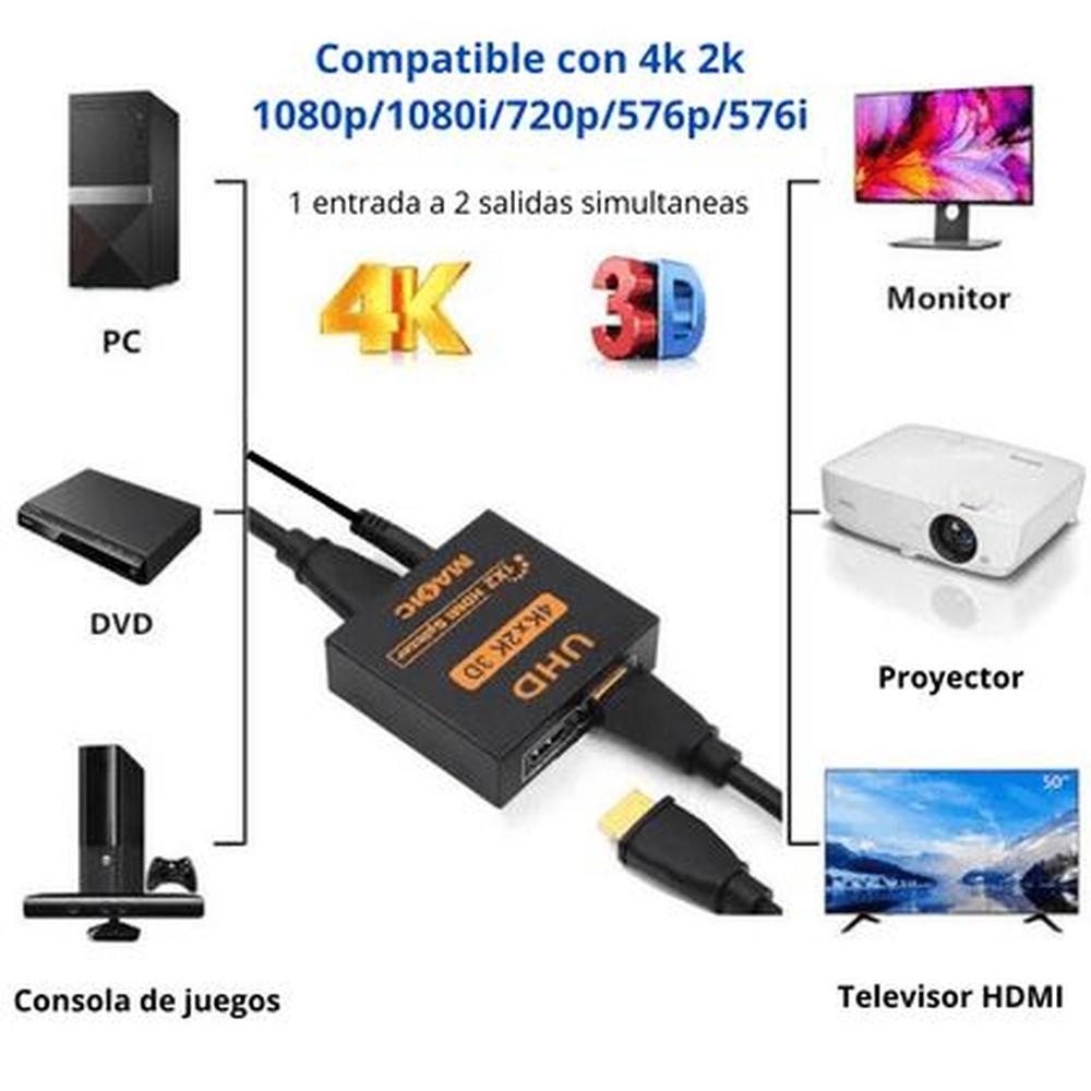 HDMI SPLITTER 1x2 4K x 2K 3D Divisor y Multiplica Señal SM-F7806K