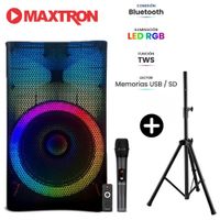 Promo Tripode + Parlante Maxtron MX 1501 Rainbow Boufer 15"" USB BT TWS LED RGB