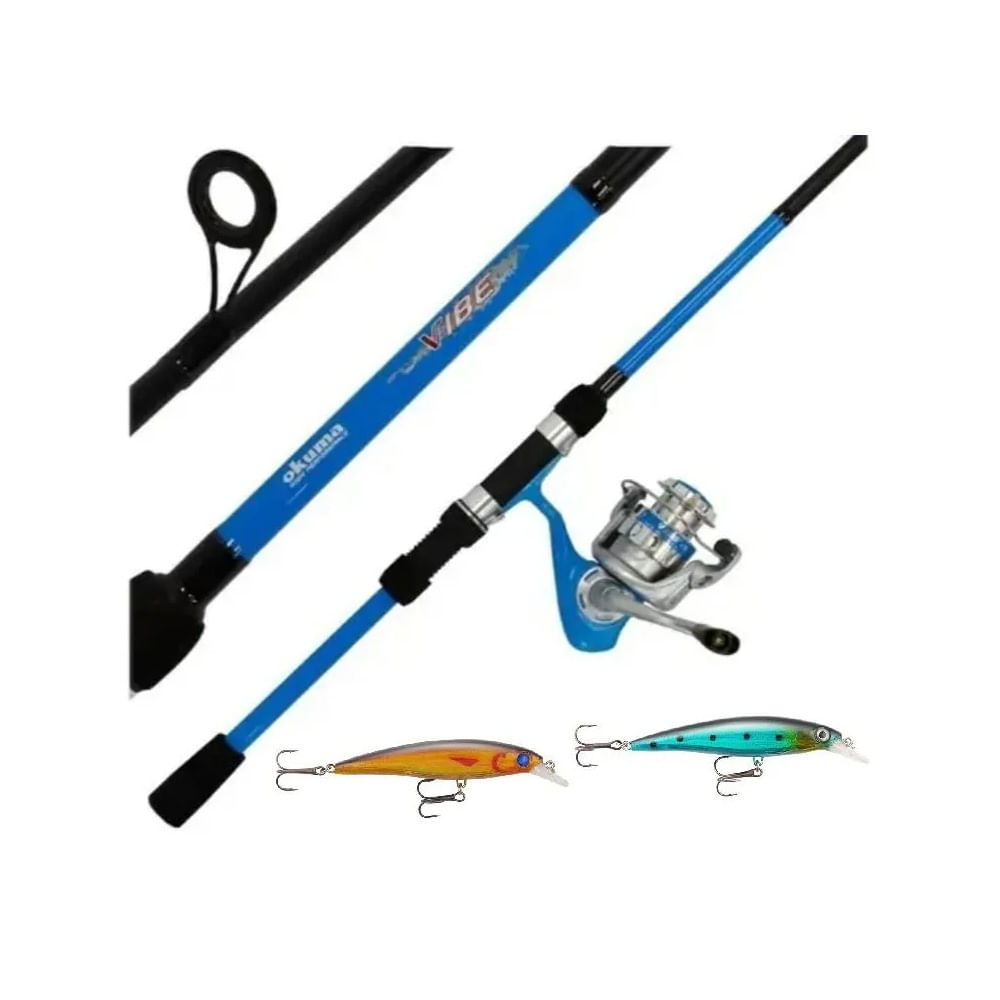 Equipo De Pesca Caña 2.10m Y Carrete Okuma 3000