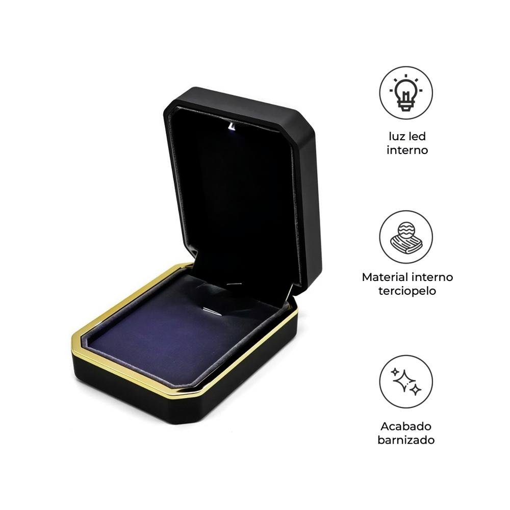 ESTUCHE DE LUJO PARA COLLAR CON LUZ LED NEGRO NBN-38-BK