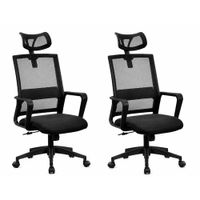 Pack 2 Silla Ergonómica Ejecutiva Reclinable Cabecera Ajustable Premium Negra NNN-02