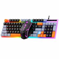 Kit Teclado y Mouse RGB Combo Gamer Negro RAIKU T28 2 en 1 Para PC Laptop