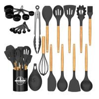 Utensilios de Cocina de Silicona y Madera caja de 28 PIEZAS