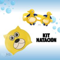 Kit Natación Gorro Amarillo + Lentes de Natación Con Diseño de Patito Para Niños