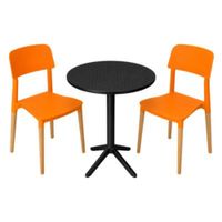 Pack  de Comedor / Mesa TURIN NEGRO + 2 sillas VERONA NARANJA