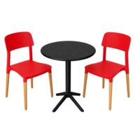 Pack  de Comedor / Mesa TURIN NEGRO + 2 sillas VERONA ROJO