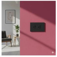 TOMACORRIENTE DOBLE CON TIERRA NEGRO MATE  16A-250V