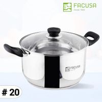 Olla de Acero Inoxidable Facusa 20 Cm -Tapa de Vidrio