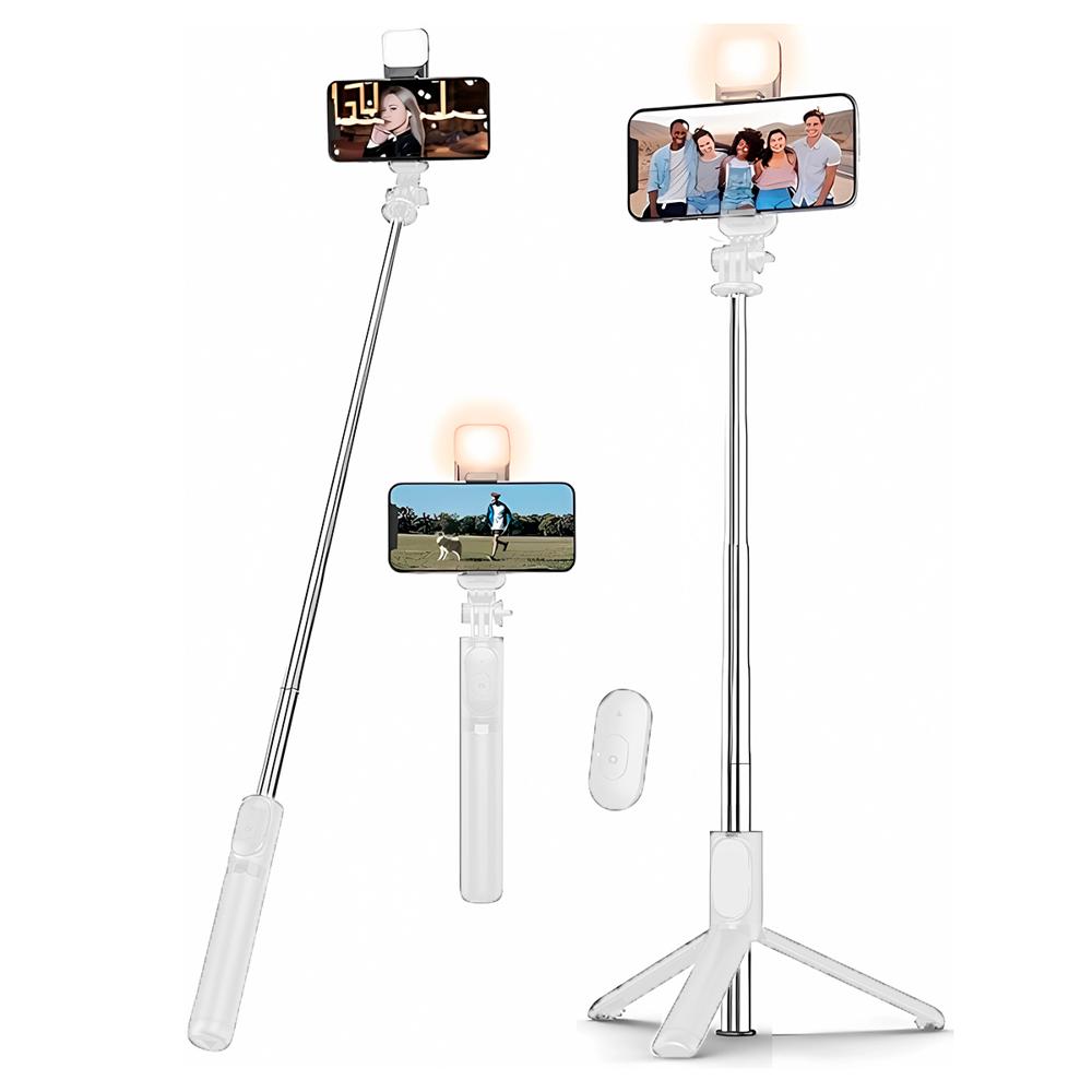 Palo Selfie con Trípode Extensible con Luz Blanco