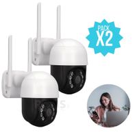 Pack 2 Cámaras De Seguridad WiFi Exterior 360° HD Visión Nocturna Audio Estéreo Detección Movimiento