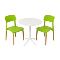 Pack  de Comedor / Mesa TURIN BLANCO + 2 sillas VERONA VERDE