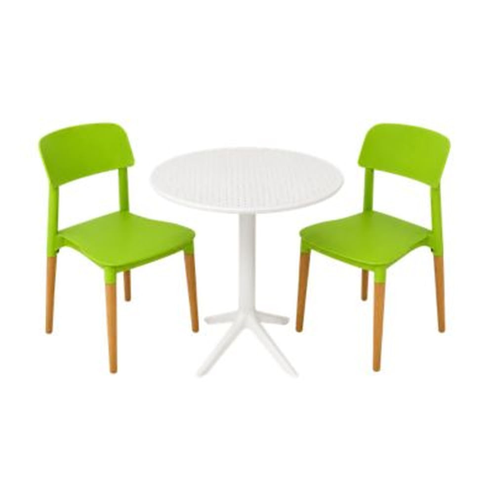 Pack  de Comedor / Mesa TURIN BLANCO + 2 sillas VERONA VERDE