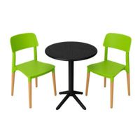 Pack  de Comedor / Mesa TURIN NEGRO + 2 sillas VERONA VERDE