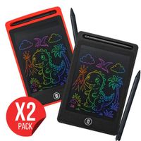 Pack X2, Pizarra Digital con Lápiz LCD Reutilizable Para Niños, Color Rojo y Negro de  8.5""