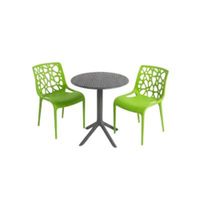 Pack  de Comedor / Mesa TURIN GRIS + 2 sillas GINEBRA VERDE