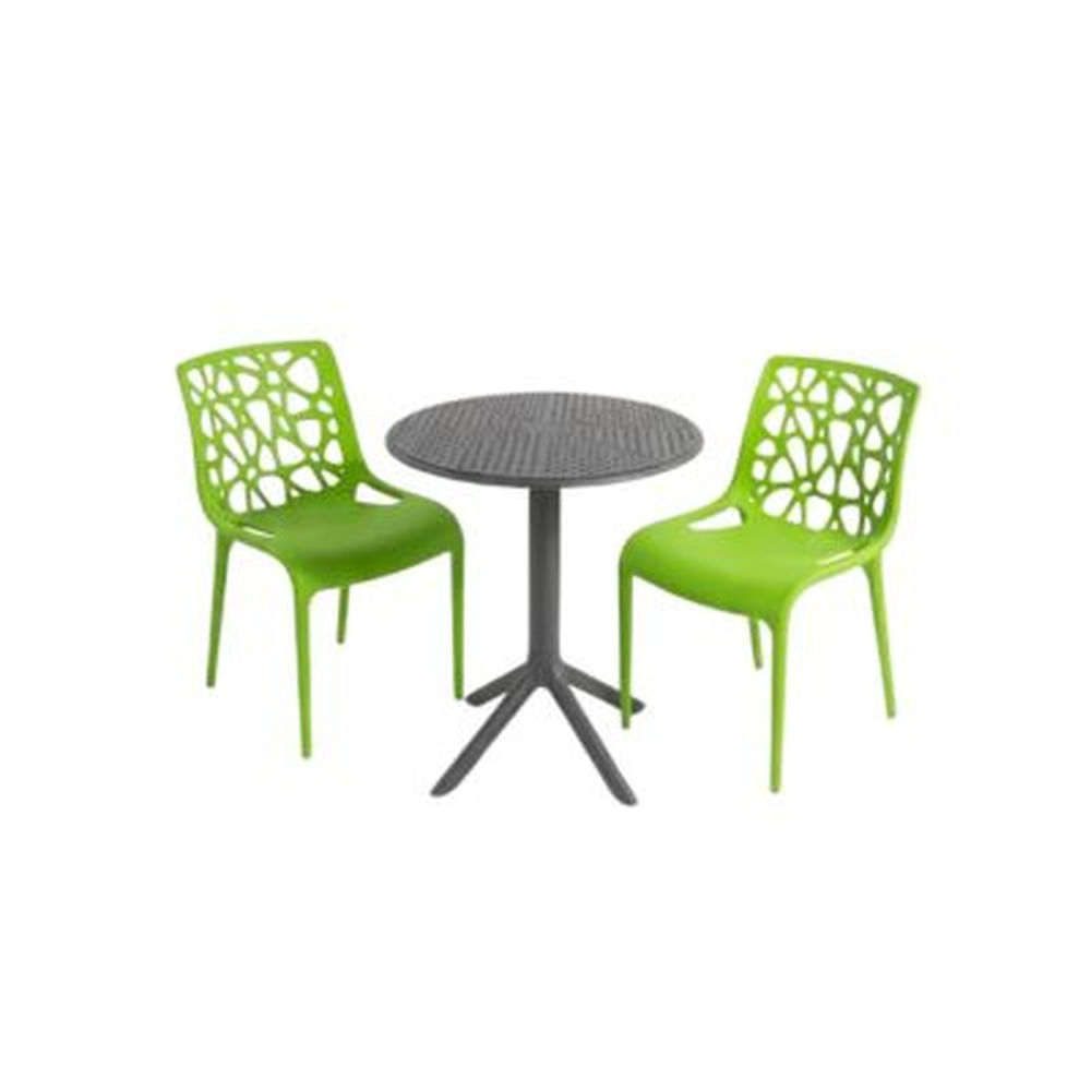 Pack  de Comedor / Mesa TURIN GRIS + 2 sillas GINEBRA VERDE