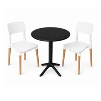 Pack  de Comedor / Mesa TURIN NEGRO + 2 sillas VERONA BLANCO
