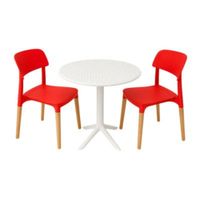 Pack  de Comedor / Mesa TURIN BLANCO + 2 sillas VERONA ROJO