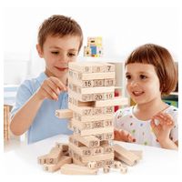 Juego De Bloques Tipo Jenga De Madera Numerado 54 Piezas Con Dados Educativo