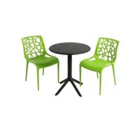 Pack  de Comedor / Mesa TURIN NEGRO + 2 sillas GINEBRA VERDE