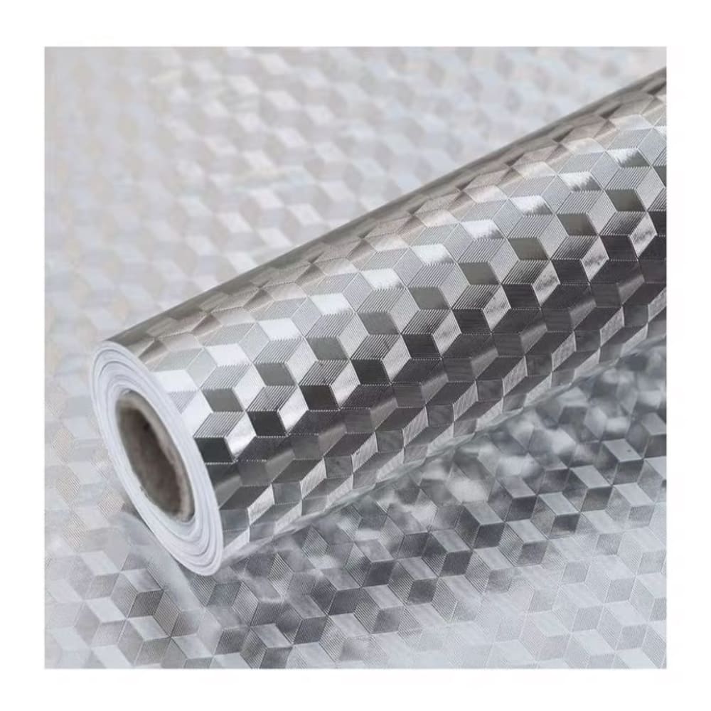 Papel Aluminio 1m x 40 cm Antisalpicaduras Cocina Plateado Decorativo Autoadhesivo
